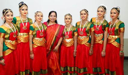 Guru Sandya Rajan with her students from Nrithyakshethra, Kochi
