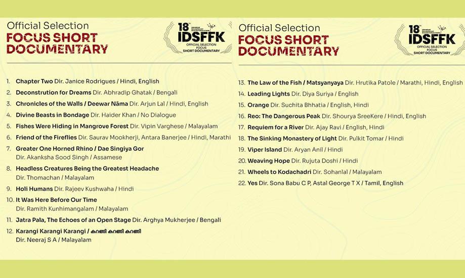 IDSFFK 2026- Official selection Focus Short Documentary