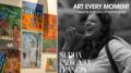 Artist Sudha Padmaja Francis with her paintings