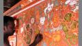 Mural work in progress, Artist P Naveenkumar at Purameri temple
