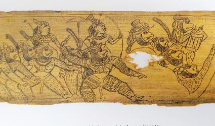 Rama and Lakshmana join the monkeys to celebrate Victory.