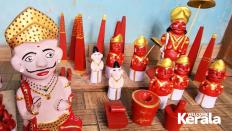 figurines of Maveli, Muthiyamma and Thrikkakarayappan idols by Kunjhumon